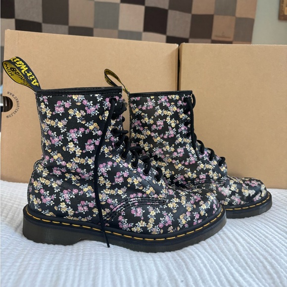 Dr. Martens Shoes - Dr. Martens Black Floral Combat Boots